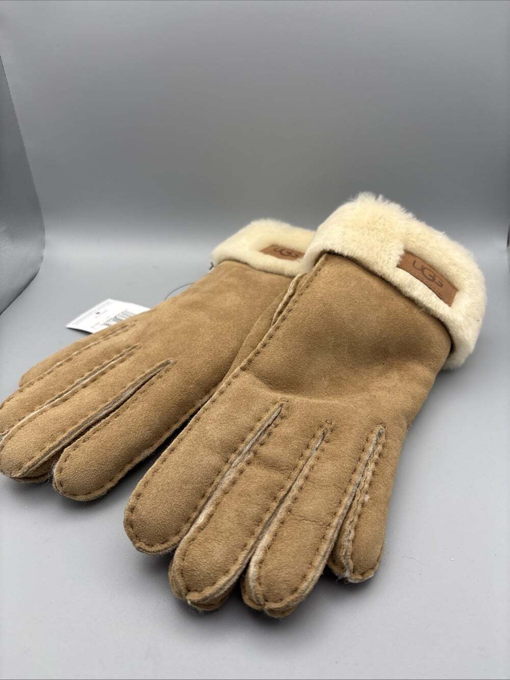 UGG Turn Cuff 17369-CHE Gloves Women's Chestnut Leather Sheepskin Cozy Large